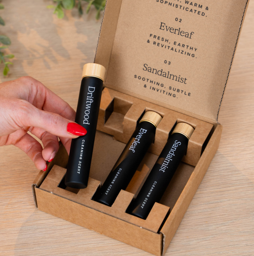 Adora three stand out scents refill pack Driftwood Sandalmist Everleaf eco-friendly cleaning concentrates