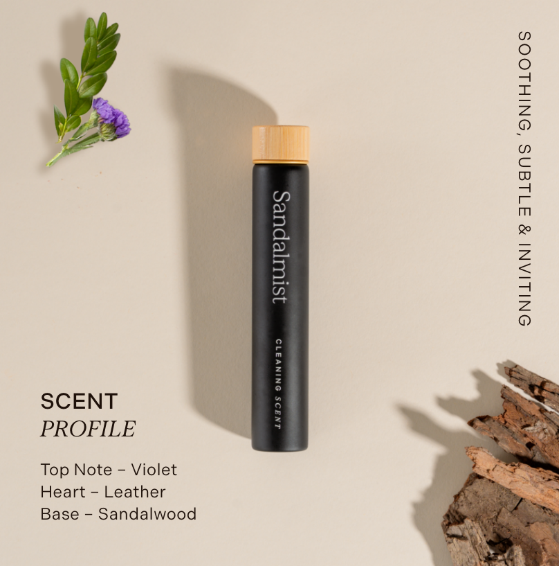 Adora Sandalmist cleaning concentrate eco-friendly fragrance refill with violet leather sandalwood notes